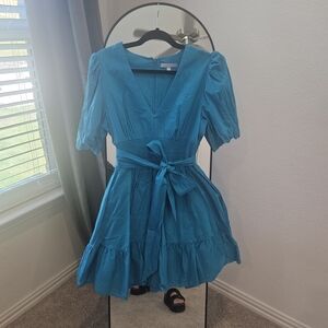 ANTONIO MELANI Turquoise V-Neck Dress